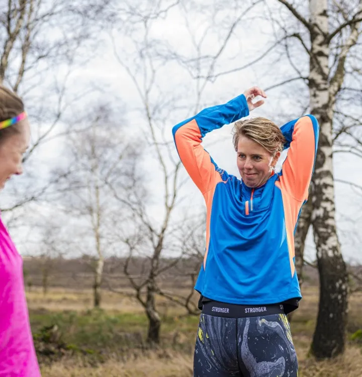 Hardlopers armen stretchen